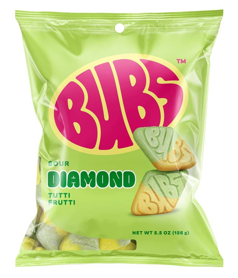 Bubs Sour Diamond Tutti Frutti 5.5oz Bag, 8ct