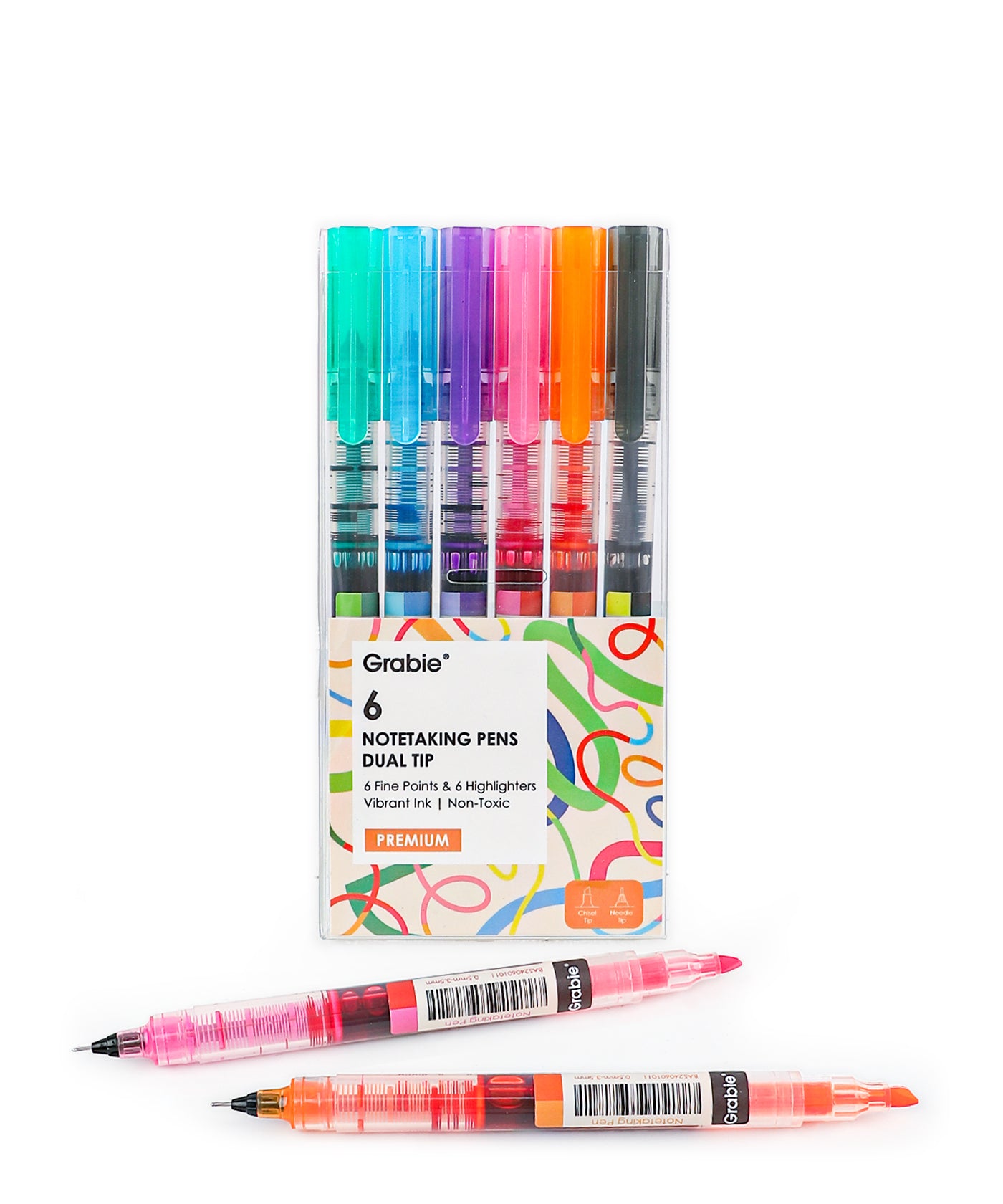 Dual-Tip Notetaking Pen Set Of 6 - Vivid Splash