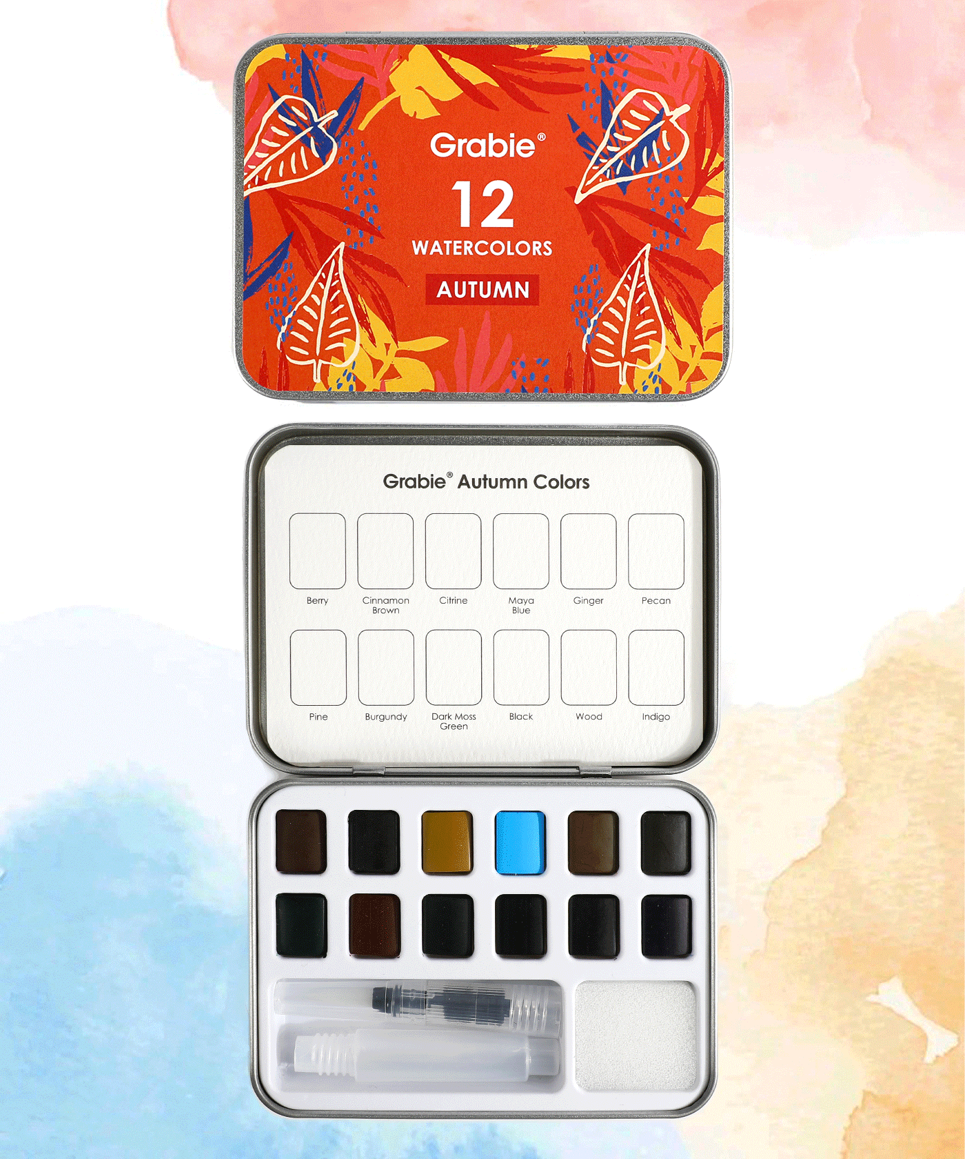 Watercolor Pocket Set Of 12 With Brush - Autumn Co