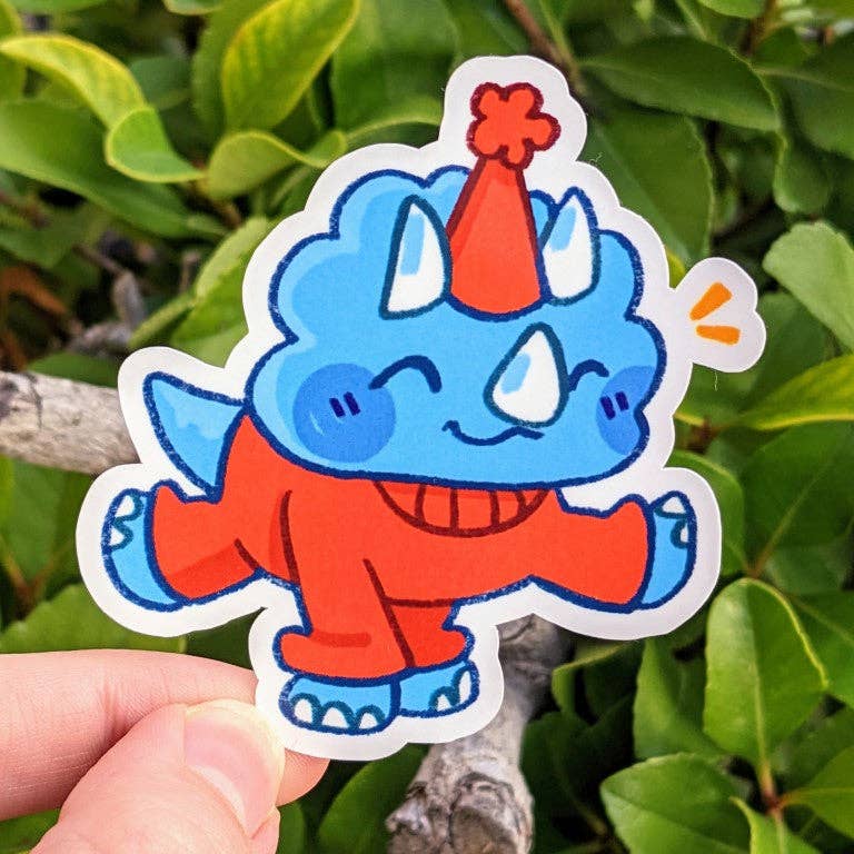 Dino Party Stickers: Blue Triceratops