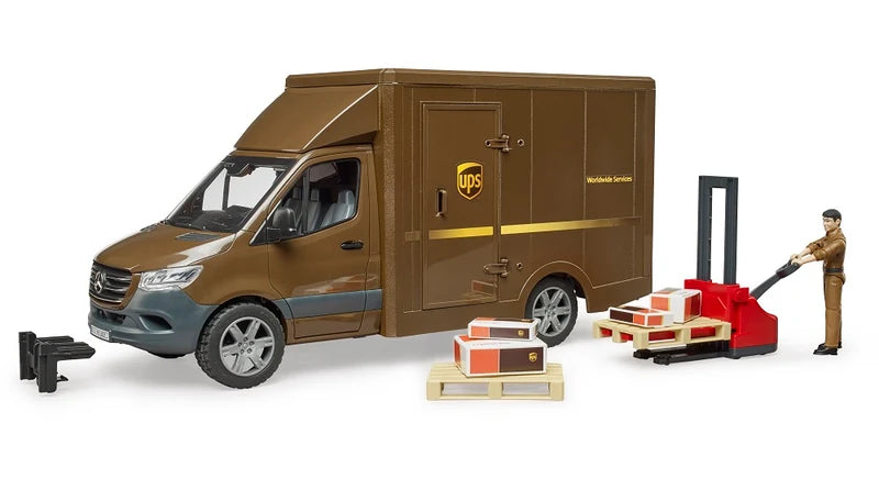 Bruder MB Sprinter UPS Truck w/ Manually Operated Pallet Jack