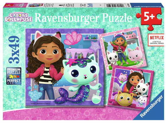 Gabby's Dollhouse 3 x 49 pc Puzzles
