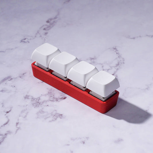 4 Key Silent Keyboard Fidget Keychain: Red / Silent