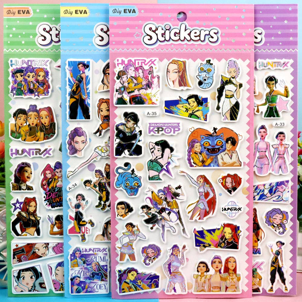 KPOP demon hunters EVA Laser 3D Bubble Stickers: A-36