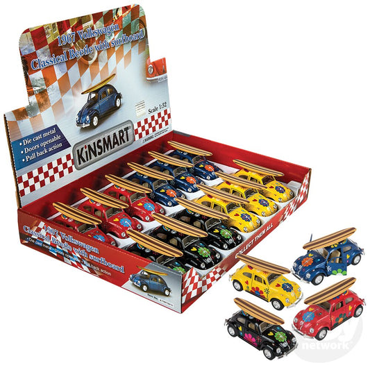Diecast Classic VW Beetle w/Surfboard