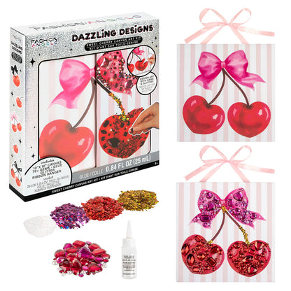 Sweet Cherry Dazzling Designs Canvas Art Kit