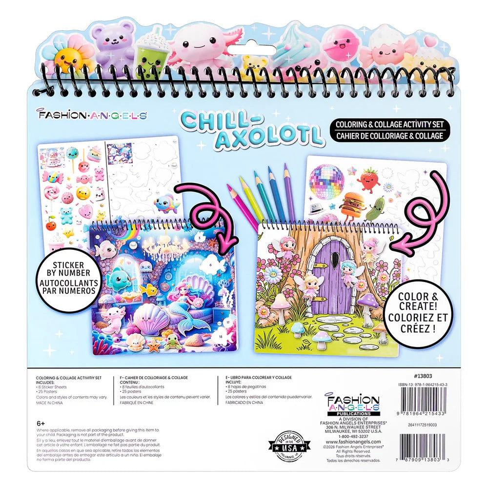 Chill-Axolotl Coloring & Collage Activity Set Fashion Angels