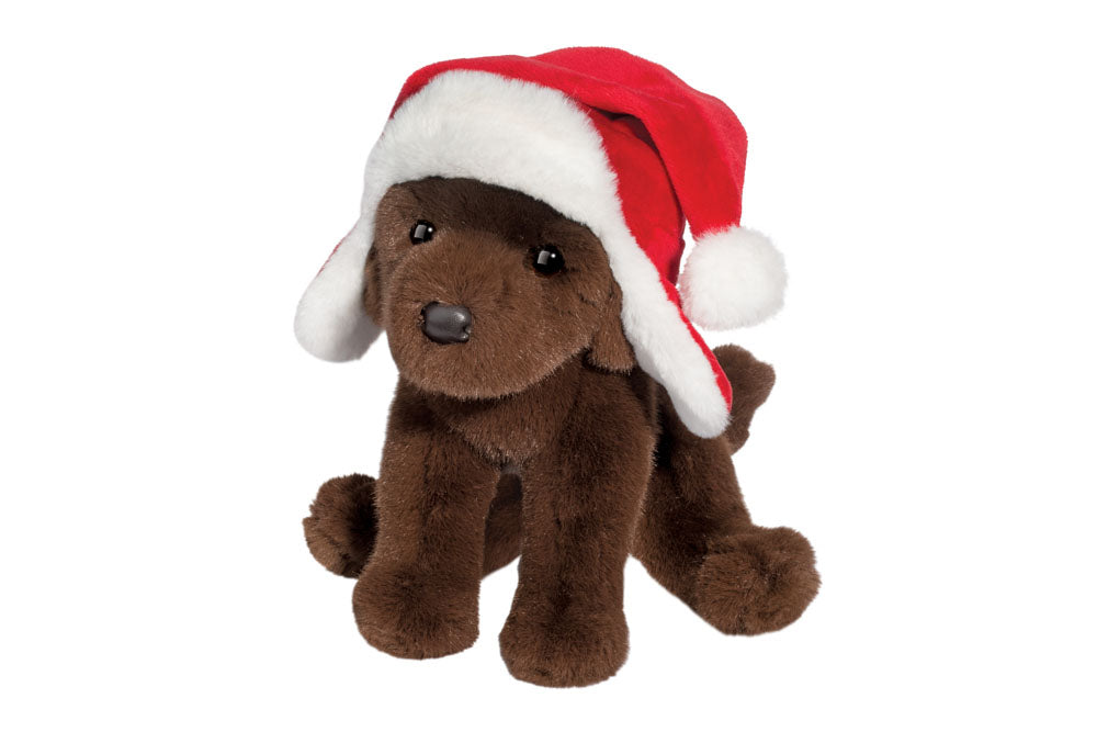 CHOCOLATE LAB w/ Santa Bomber Hat Douglas