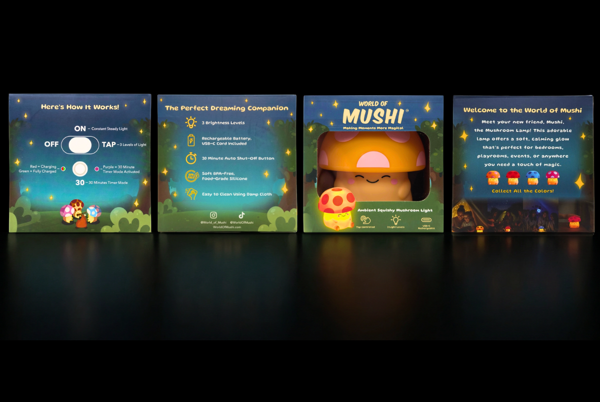 Mushi Ambient Mushroom Night Light - Squishy Silicone USB-C: Blue