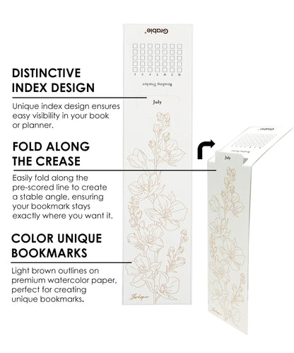 12 Sheets Watercolor Coloring Bookmarks Grabie