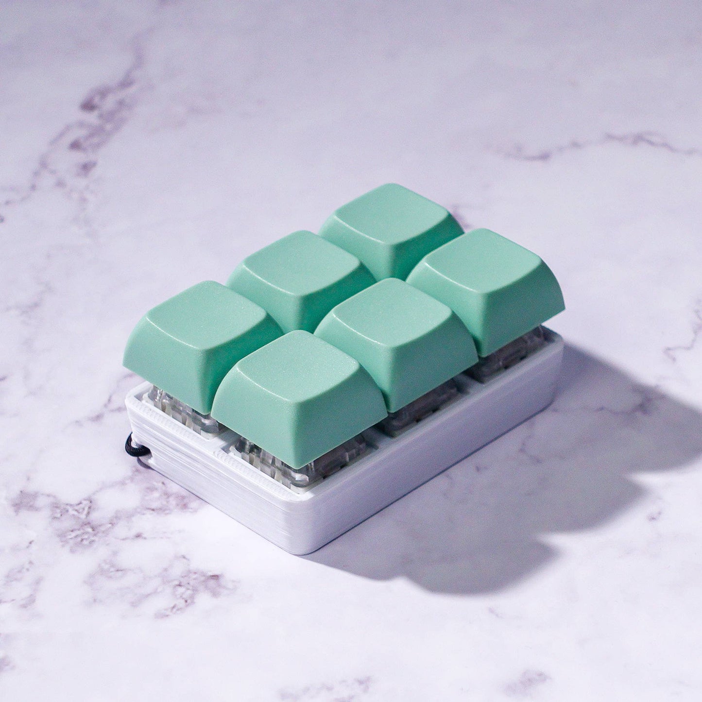 6 Key Mechanical Keyboard Fidget Keychain: Mint Green / Clicky