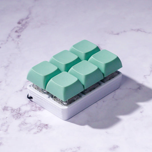 6 Key Mechanical Keyboard Fidget Keychain: Mint Green / Clicky