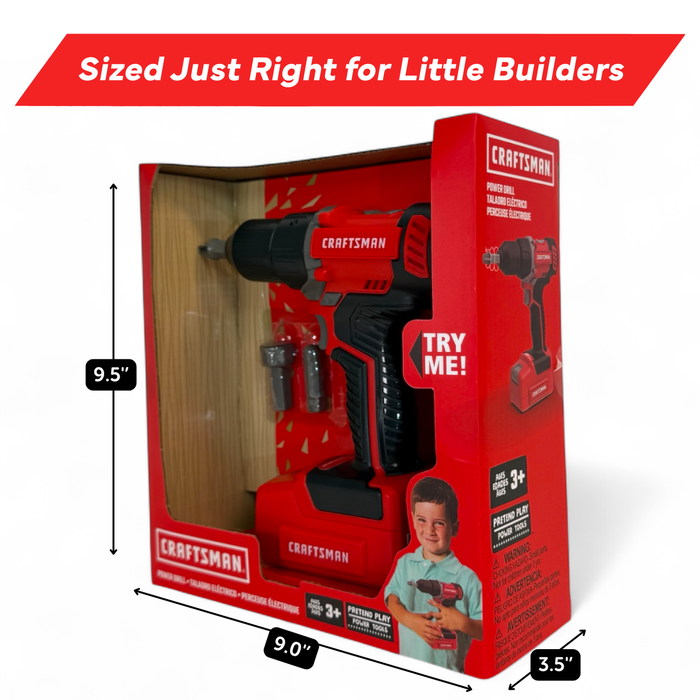 Red Toolbox- Craftsman Display- toy drill + toy circular saw