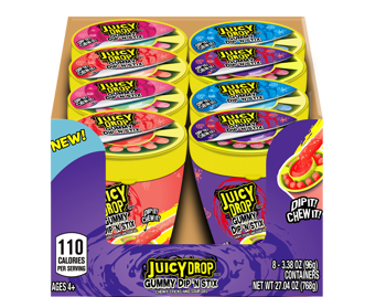 Juicy Drop Gummi Dip 'N Stix, 3.4oz, 8ct Case