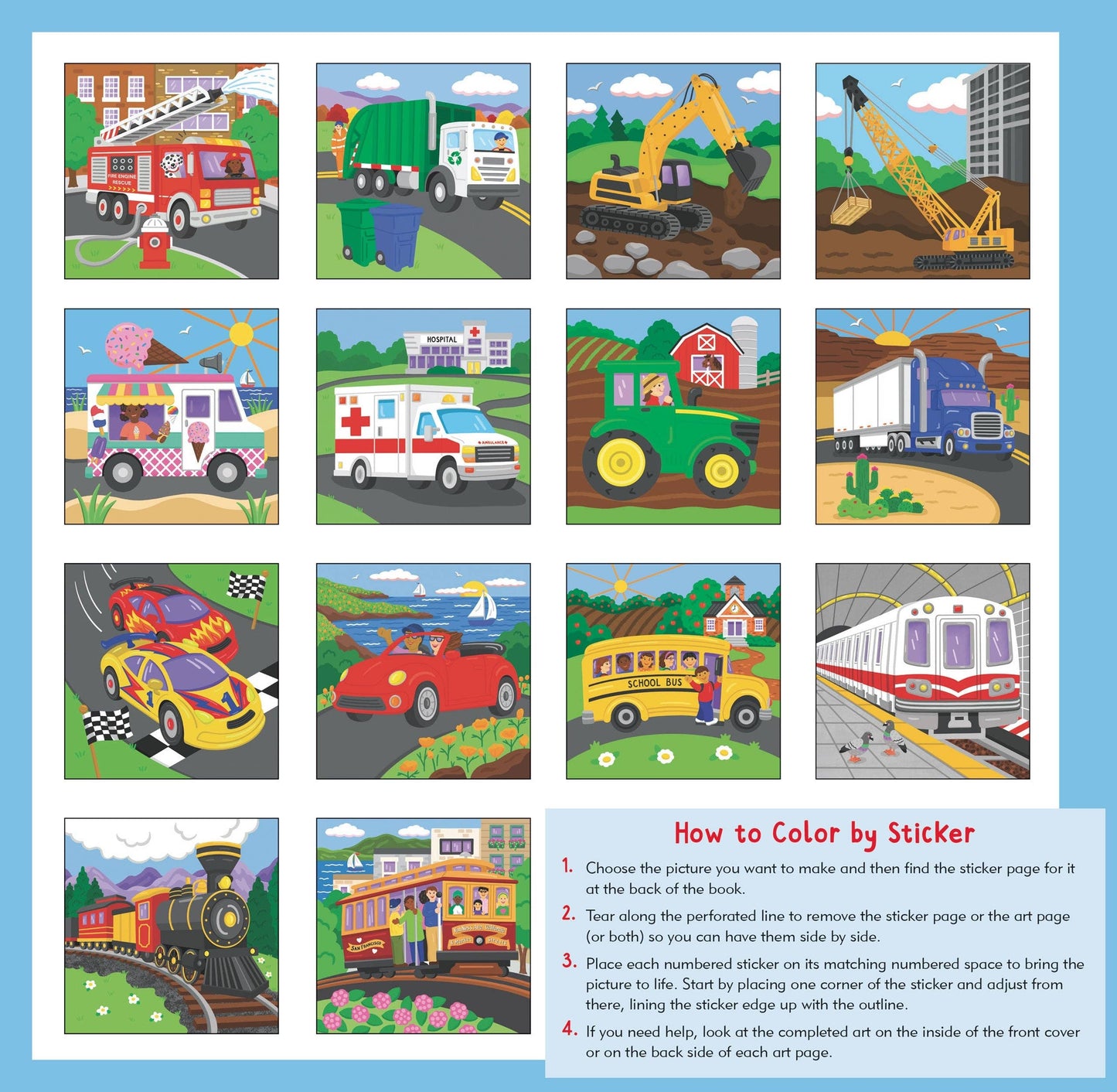 My First Color-By-Sticker Book Cars, Trucks, & Trains