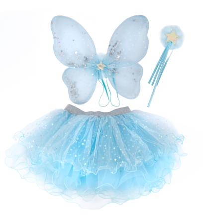 Iridescent Celestial Fairy Wings W/ Tutu & Wand 4-6