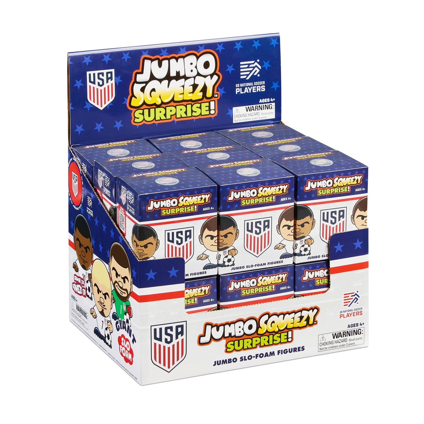 USA Mens Soccer Jumbo Squeezy Display - 18 ct