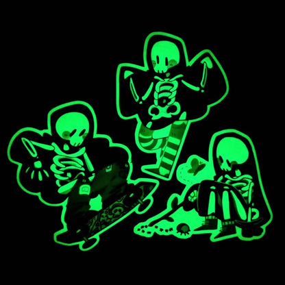 Glow in the Dark Skeleton Ghost Stickers: Skater Ghost