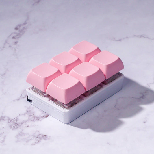 6 Key Mechanical Keyboard Fidget Keychain: Pink / Clicky