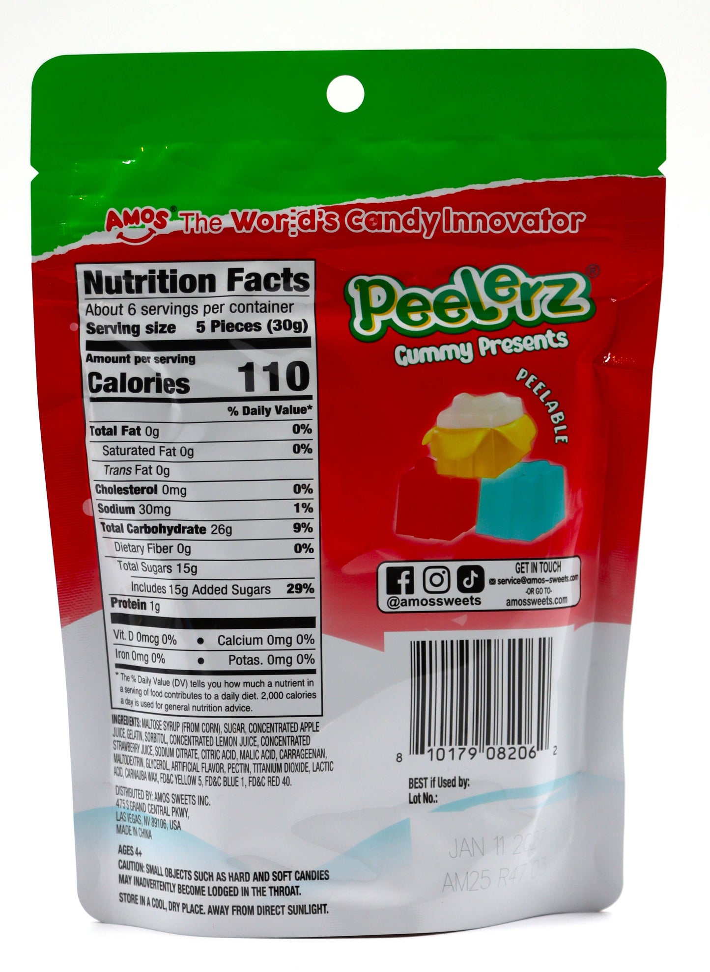 Amos Peelerz Holiday Gummy Presents, 6oz, 12ct