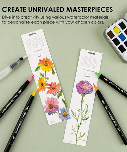 12 Sheets Watercolor Coloring Bookmarks Grabie