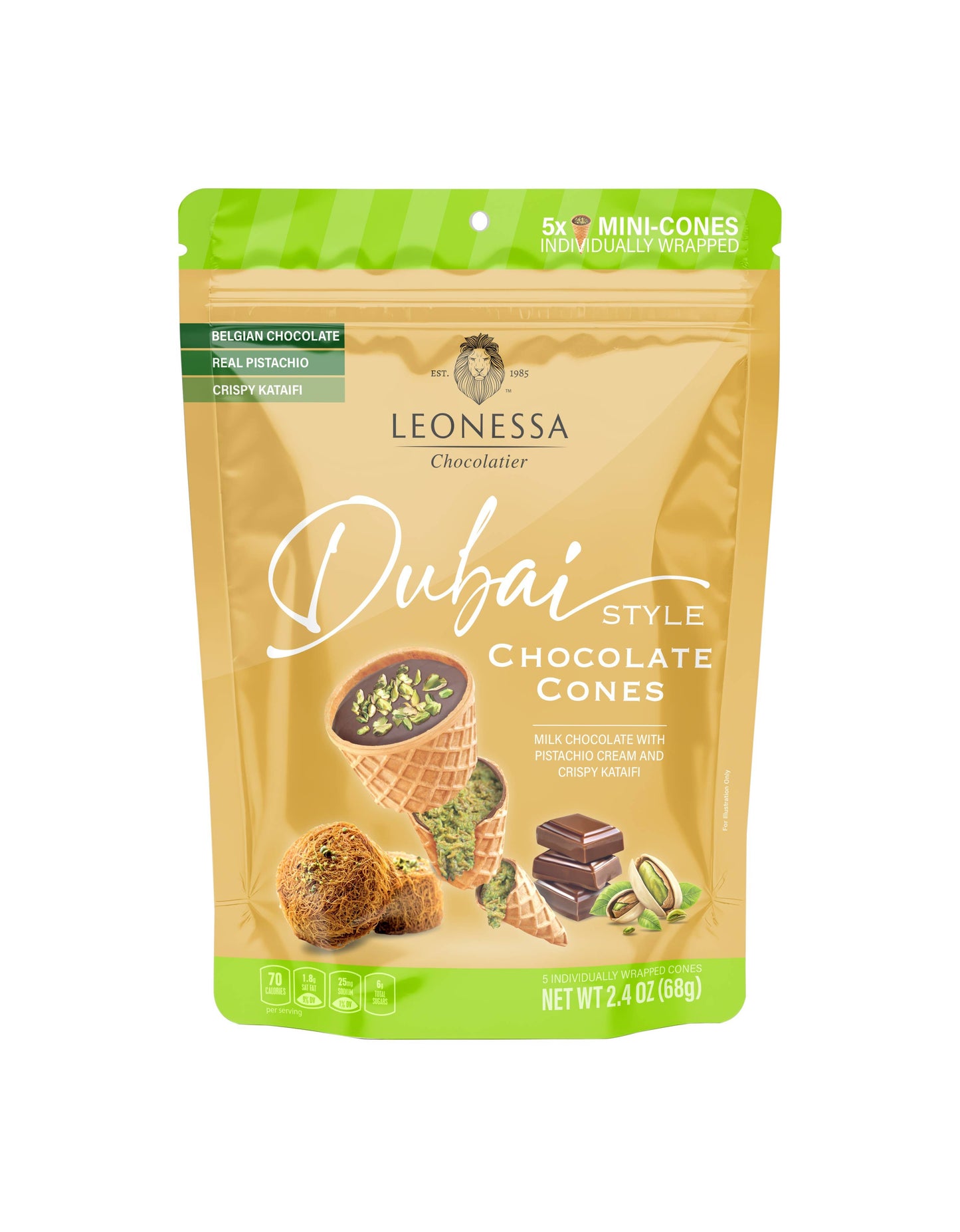 Leonessa Dubai Milk Choc Pistachio Mini-Cones