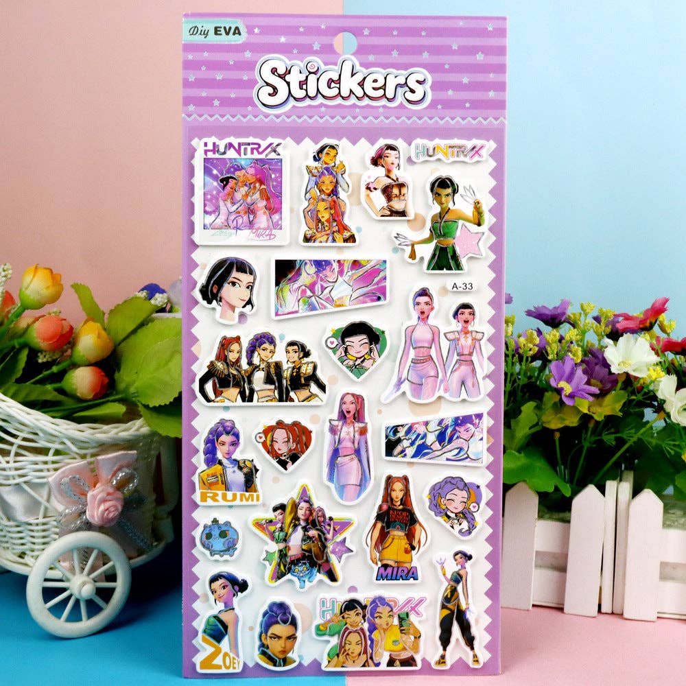 KPOP demon hunters EVA Laser 3D Bubble Stickers: A-35