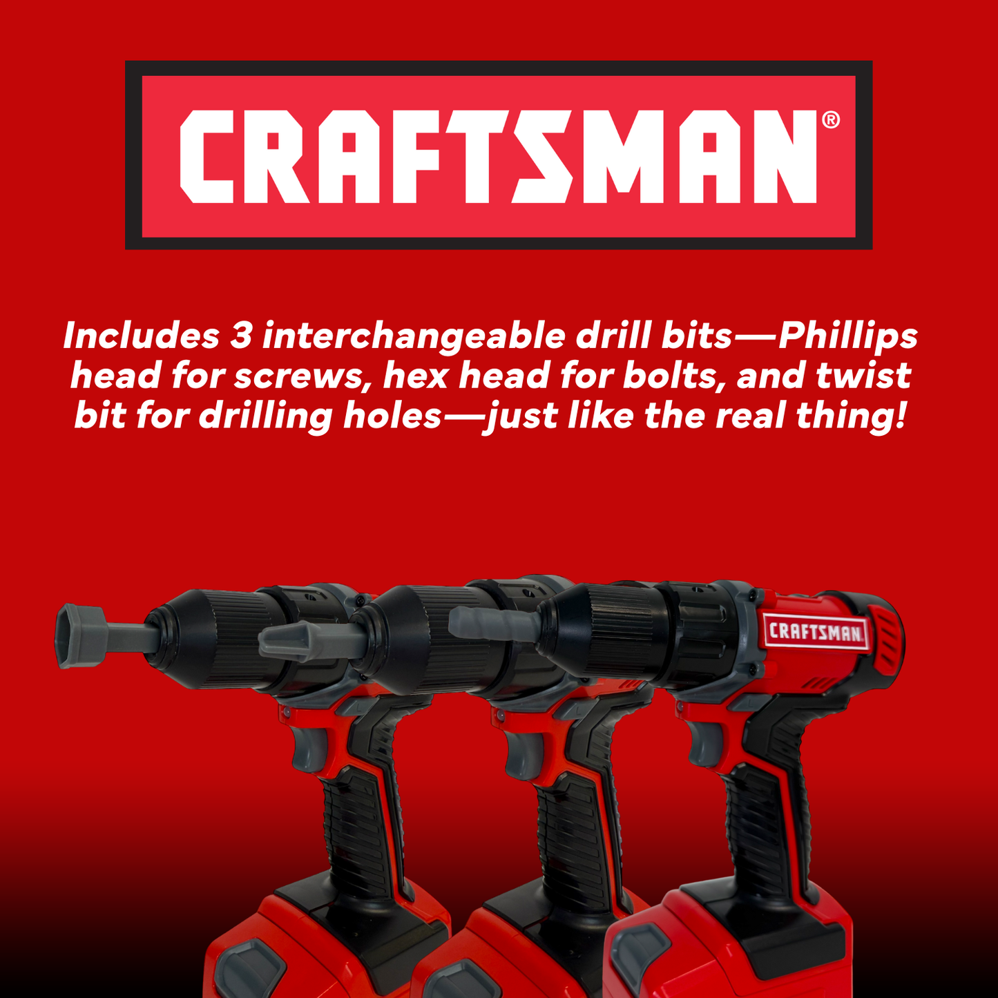 Red Toolbox- Craftsman Display- toy drill + toy circular saw