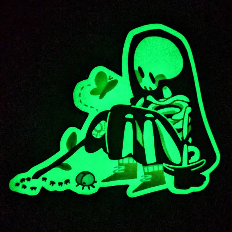 Glow in the Dark Skeleton Ghost Stickers: Skater Ghost