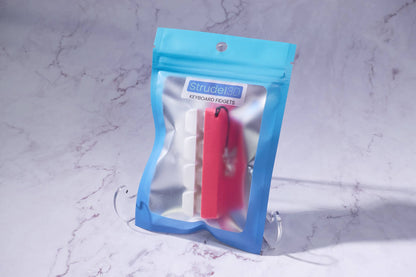 4 Key Silent Keyboard Fidget Keychain: Red / Silent