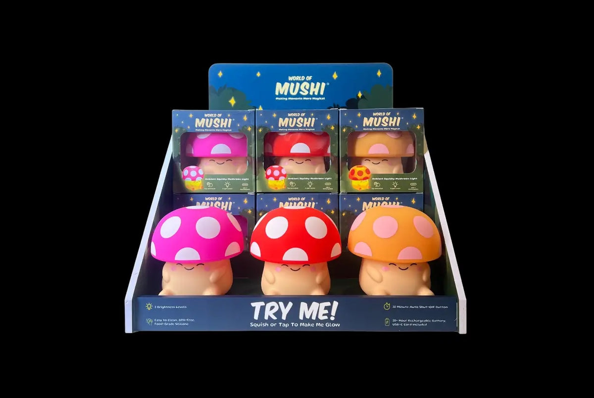 Mushi Ambient Mushroom Night Light - Squishy Silicone USB-C: Blue