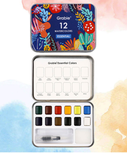 Watercolor Pocket Set Of 12 With Brush - Essential