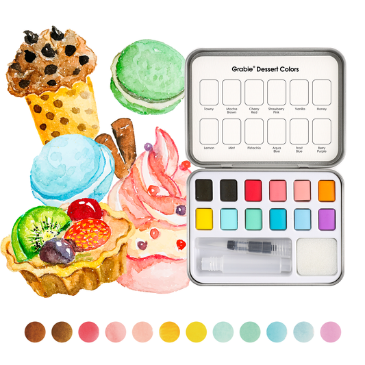 Watercolor Pocket Set of 12 with Brush - Dessert C