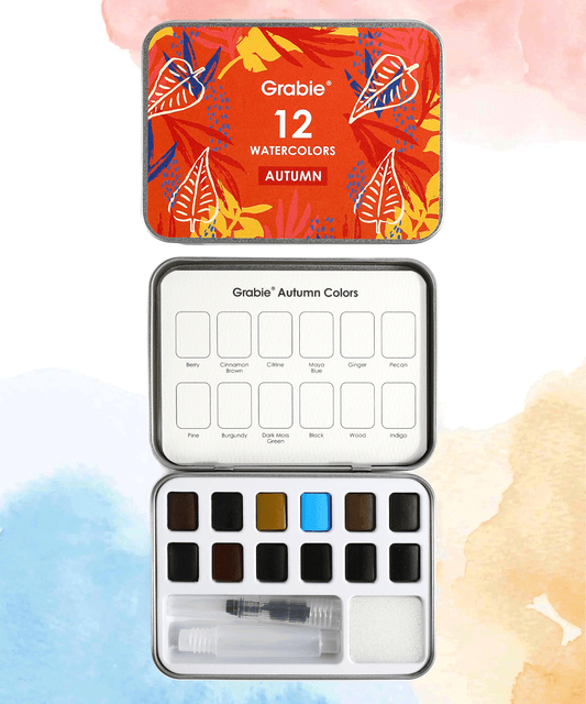 Watercolor Pocket Set Of 12 With Brush - Autumn Co