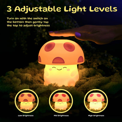 Mushi Ambient Mushroom Night Light - Squishy Silicone USB-C: Blue