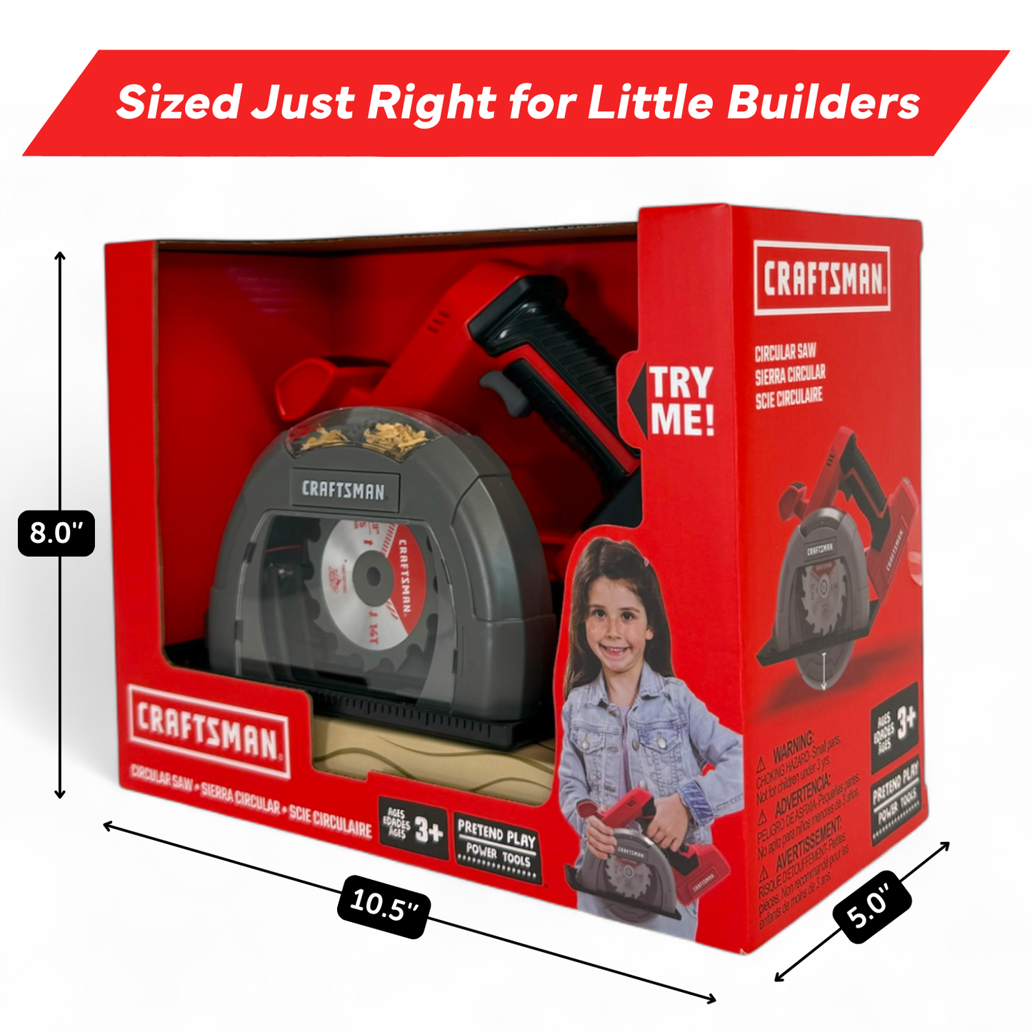 Red Toolbox- Craftsman Display- toy drill + toy circular saw