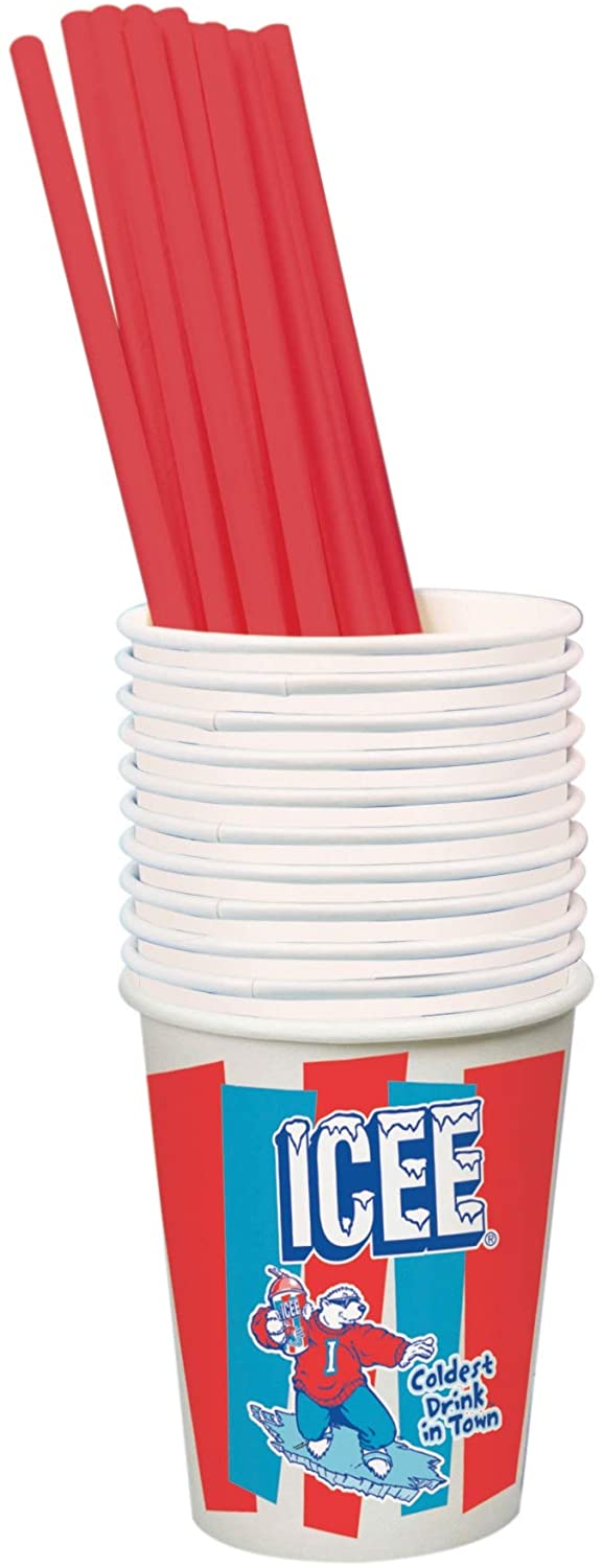 Icee Paper Cups and Straw