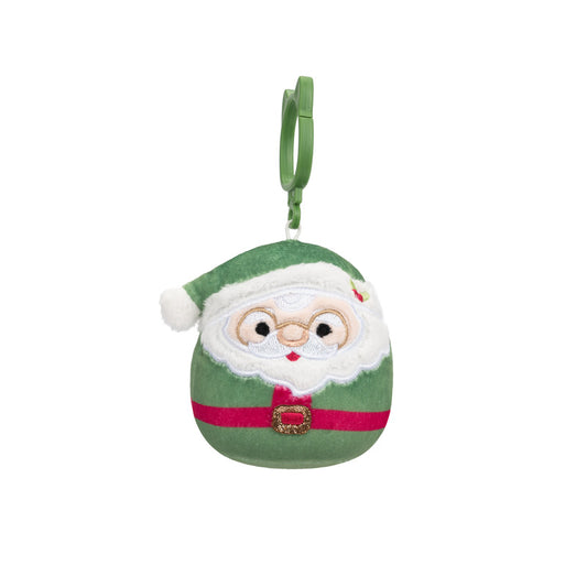 Squishmallow Nick 3.5 Inch Inch Clip on Pastel Green Santa