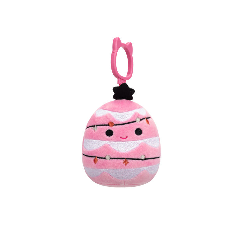 Squishmallow Carrigan 3.5 Inch Inch Clip on Pink Xmas Tree