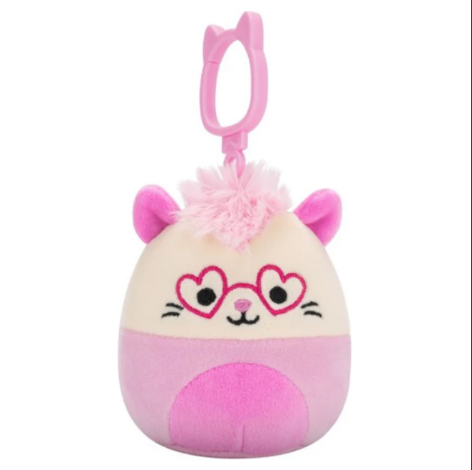 Squishmallow Chambless 3.5 Inch Clip on Pink Opossum with Heart Glasses