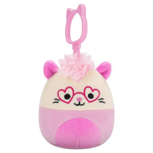 Squishmallow Chambless 3.5 Inch Clip on Pink Opossum with Heart Glasses