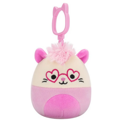Squishmallow Chambless 3.5 Inch Clip on Pink Opossum with Heart Glasses