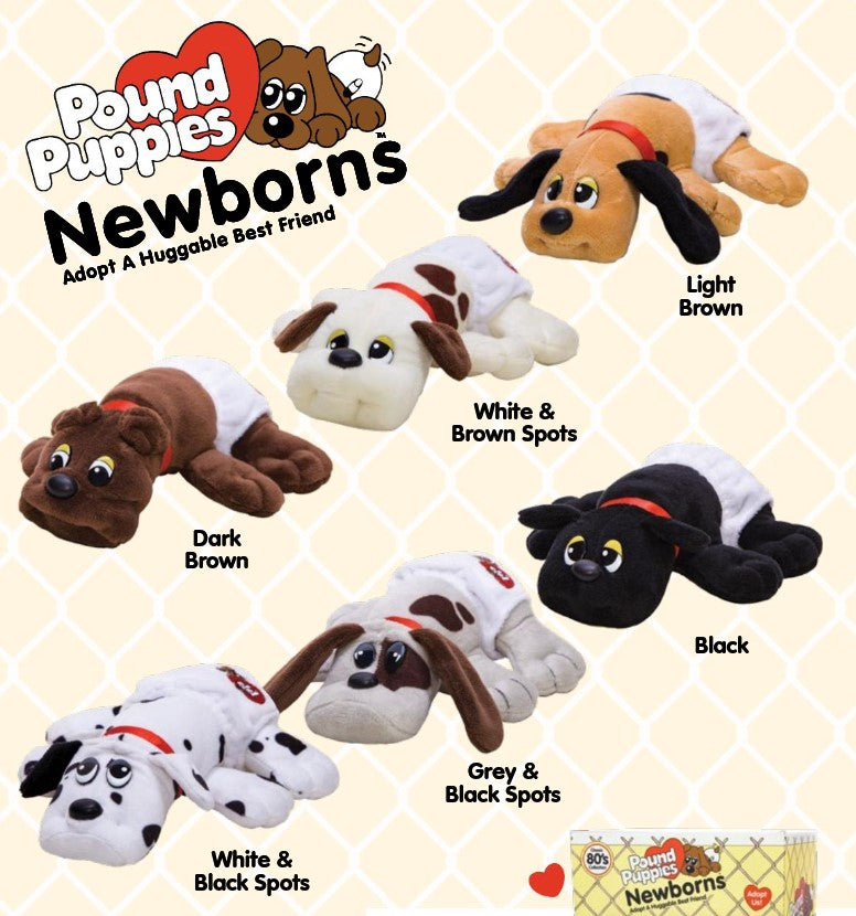 Pound Puppies Newborn White Brown Spots